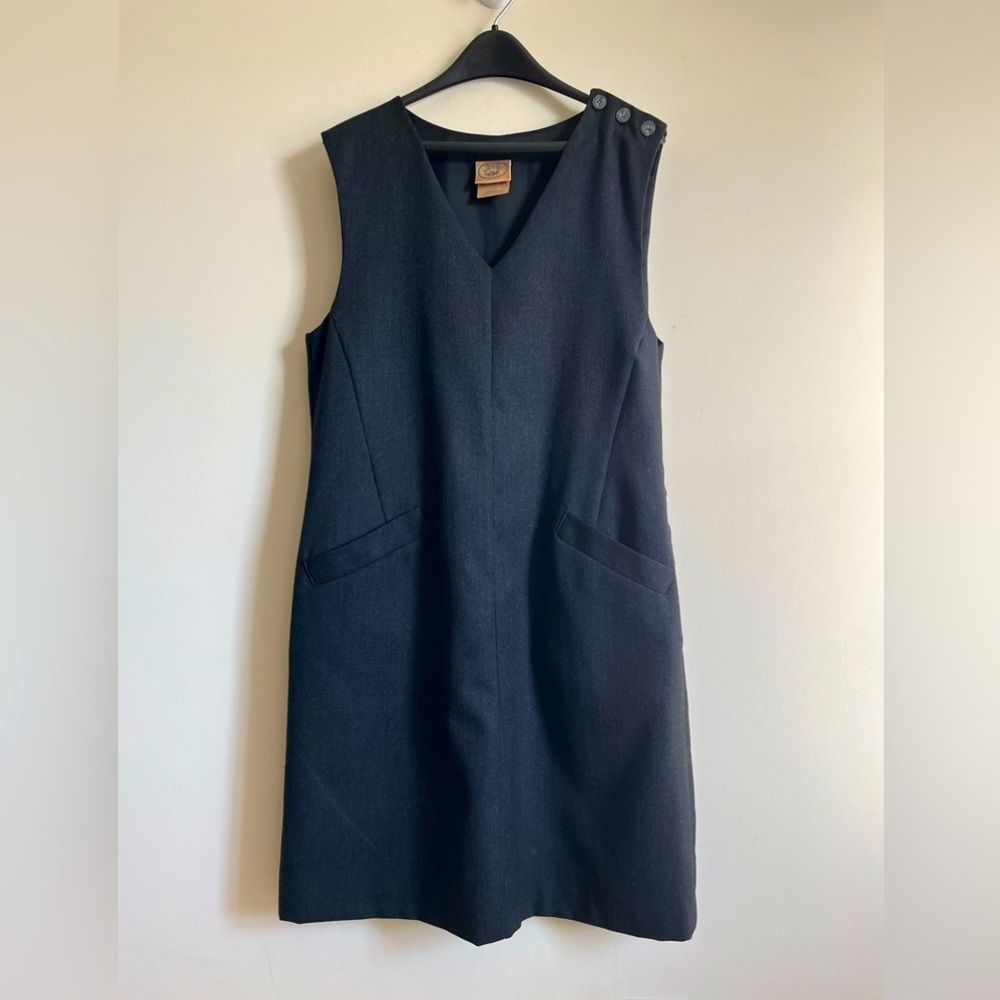 VTG Laura Ashley Charcoal Gray Lined Wool Shift Dress Made in the UK US Size 4 - Picture 1 of 13